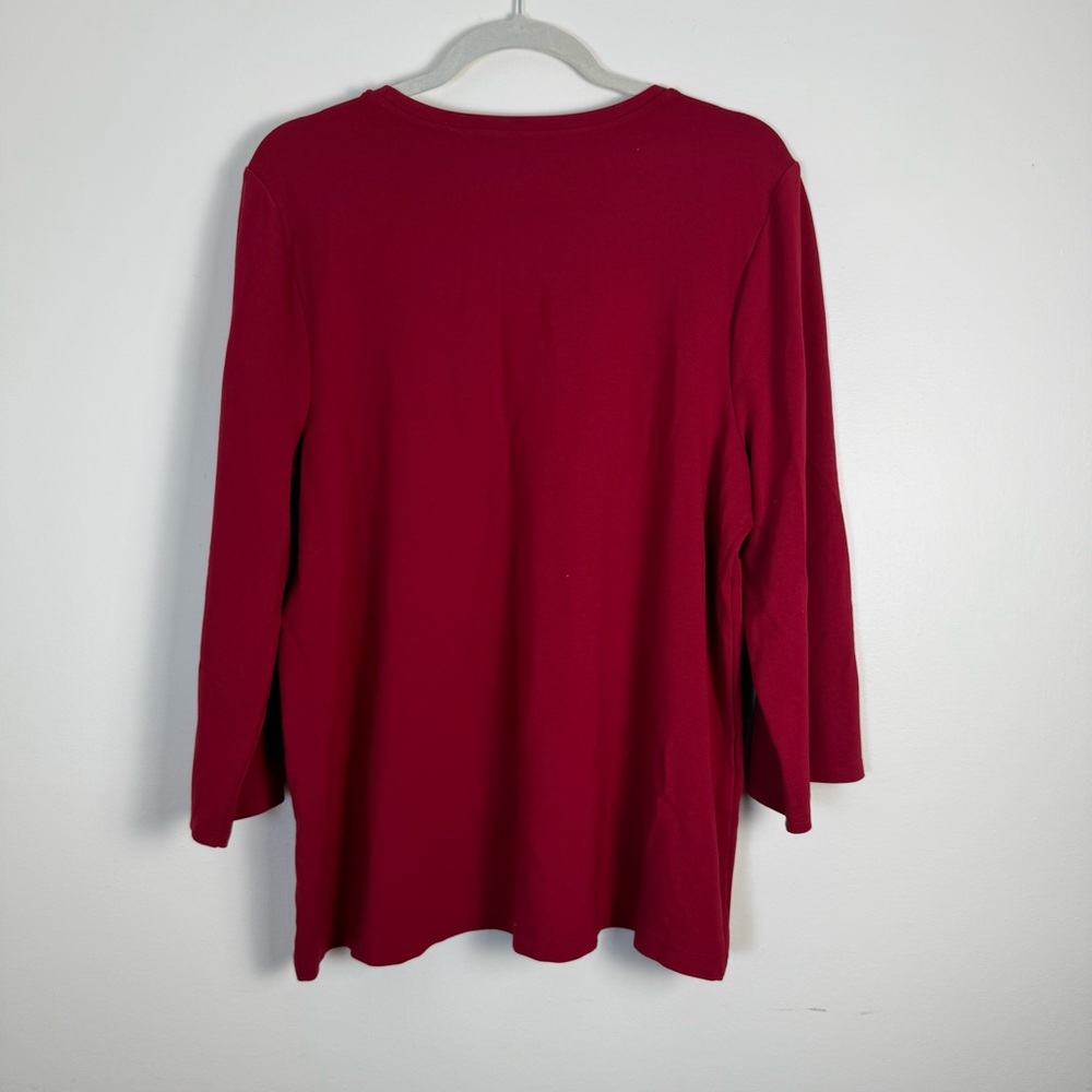 Chico Womens Red Allure Embellished Ponte Top sz 3X Cottagecore Stretch Casual - Picture 7 of 13